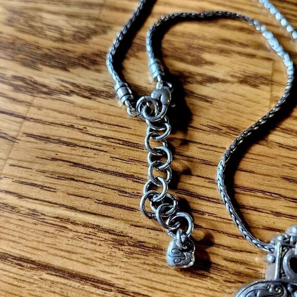 BRIGHTON Vintage Heart Charm Silver Necklace VINTAGE INSPIRED - Picture 3 of 9